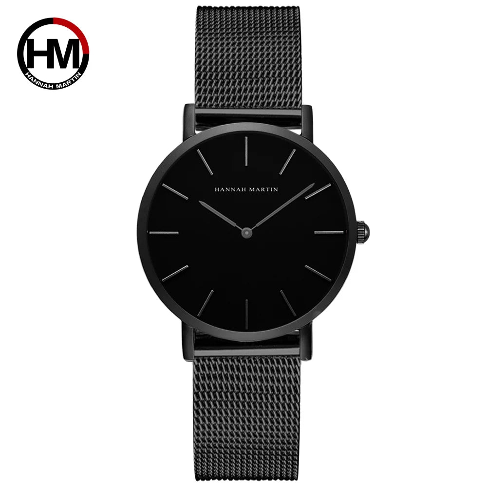 Reloj HANNAH MARTIN para Mujer – Acero Inoxidable, Movimiento de Cuarzo Japonés, 36 mm