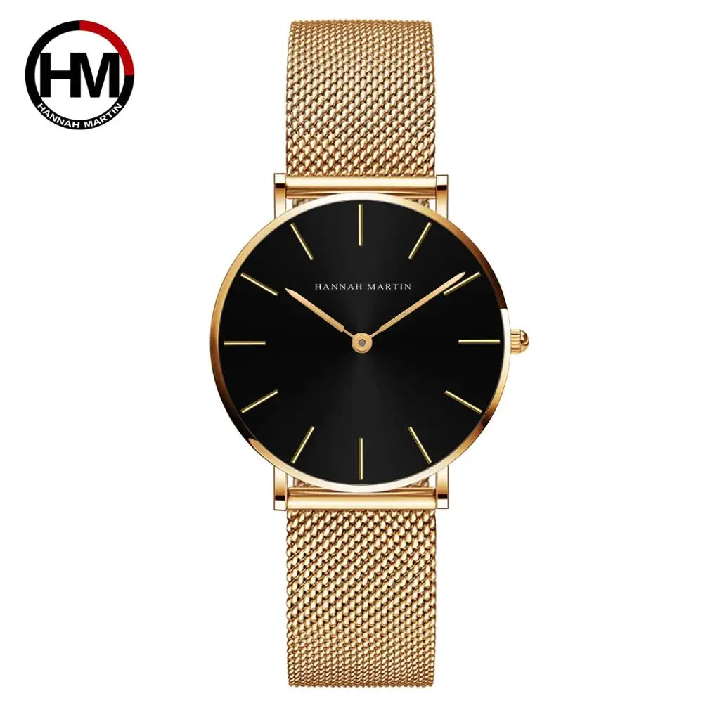 Reloj HANNAH MARTIN para Mujer – Acero Inoxidable, Movimiento de Cuarzo Japonés, 36 mm