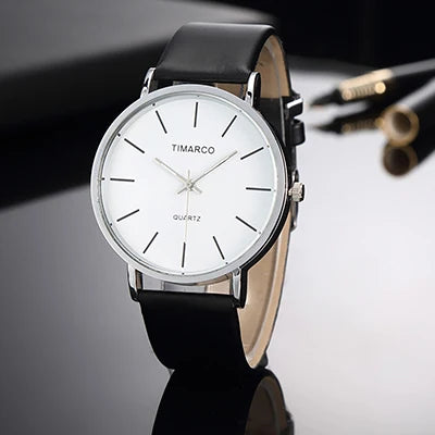 Reloj WoMaGe para Mujer – Correa de Cuero Blanco, Diseño Minimalista, 40 mm