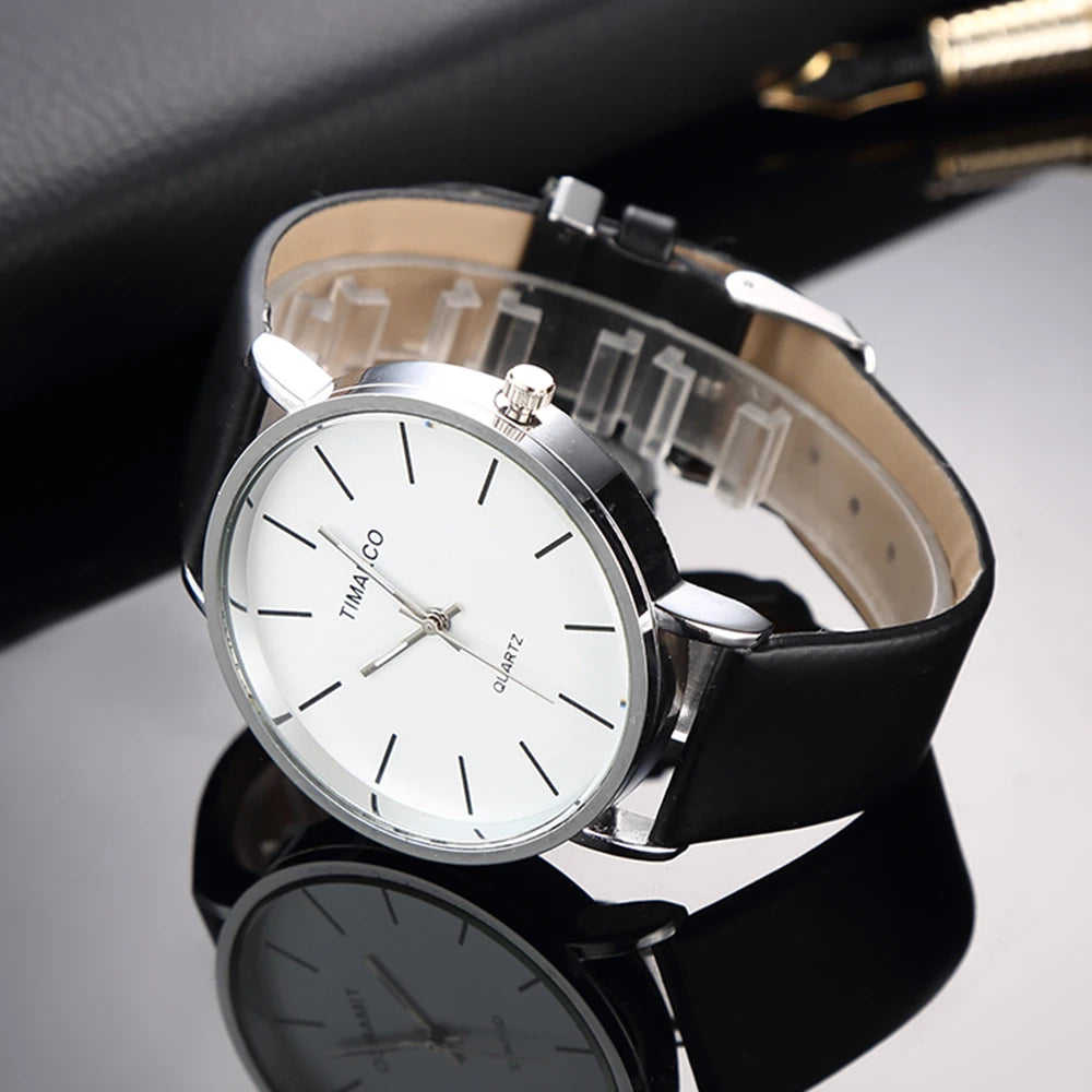 Reloj WoMaGe para Mujer – Correa de Cuero Blanco, Diseño Minimalista, 40 mm
