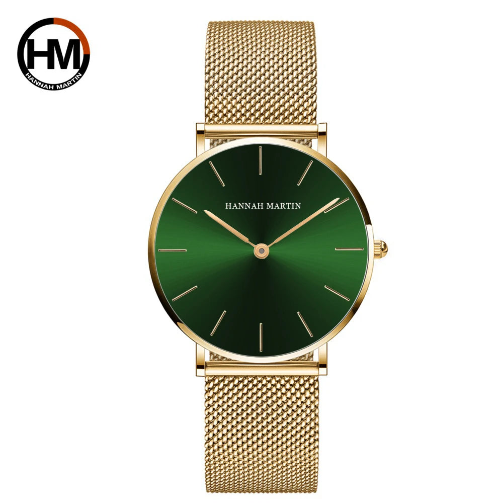 Reloj HANNAH MARTIN para Mujer – Acero Inoxidable, Movimiento de Cuarzo Japonés, 36 mm