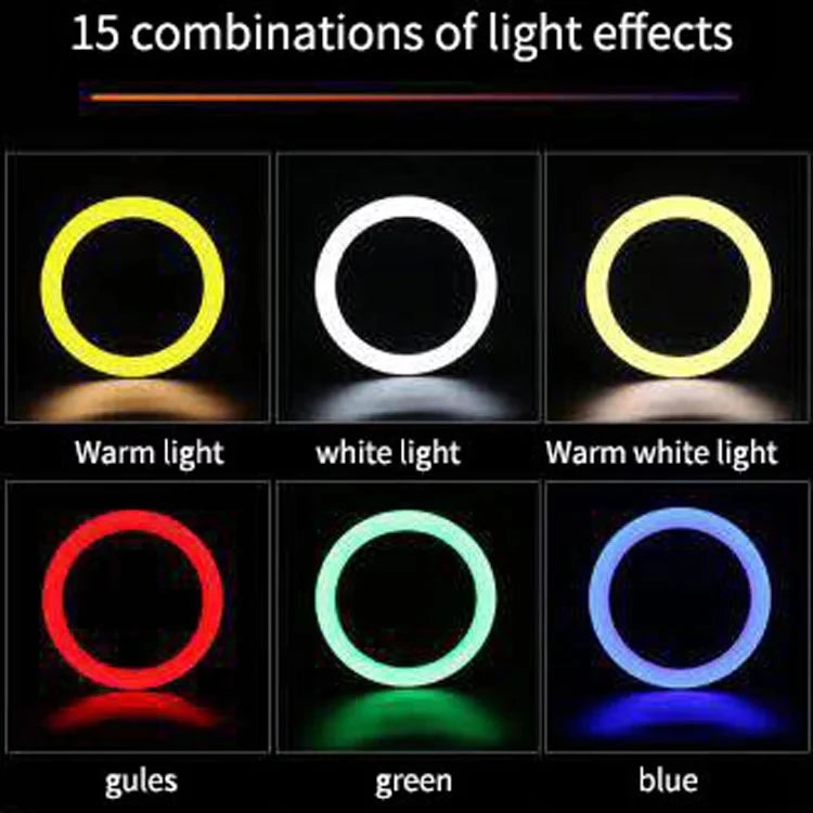 Dimmable Photographic Light Studio Makeup LED Ring Light 13 Inch RGB LED Ringlight 15 Kinds of Lights